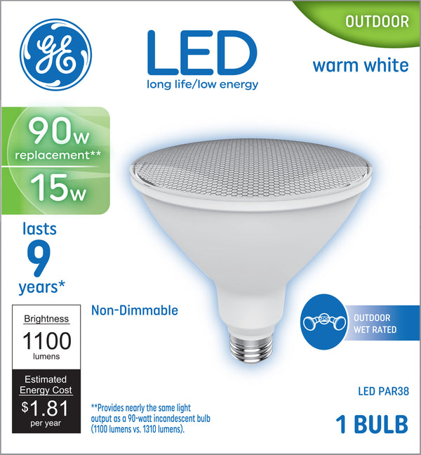 GE Basic LED 90 W Replacement, Warm White, PAR38 Outdoor Floodlight Bulbs (1 PK)