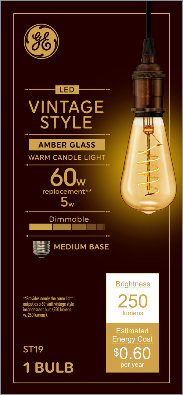 GE Vintage Small 60W Amber ST19 (1-PK)