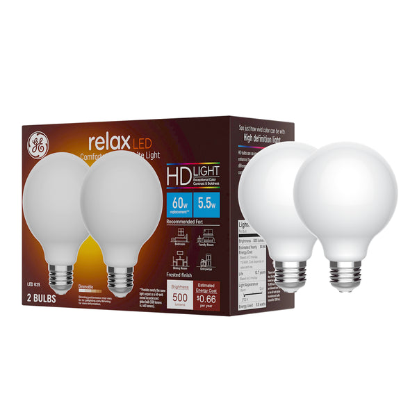 GE Relax HD LED Soft White 60 Watt Replacement Globe Light Bulbs