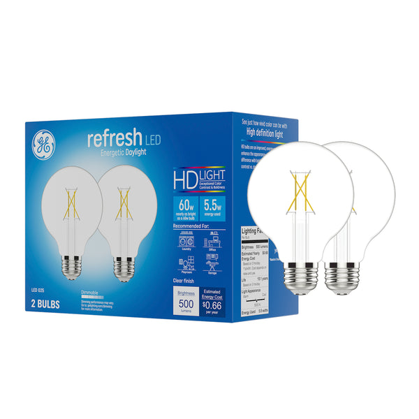 GE Refresh HD LED Daylight Globe Light Bulbs
