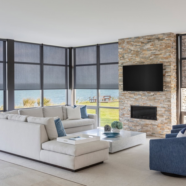 GE Custom Sized Smart Shade, Motorized Window Blind with Matter & Remote Control, with Designer 3% Light Filtering Fabric