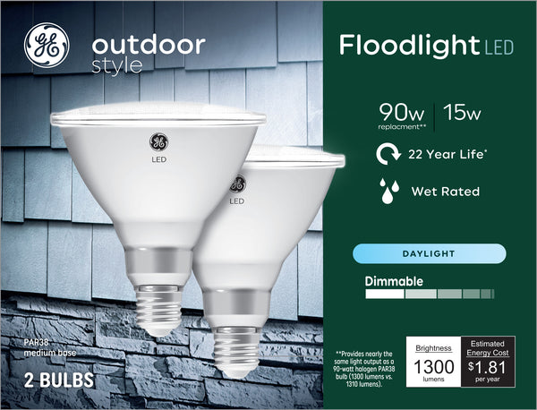 GE Outdoor Style PAR38 LED Light Bulb, Daylight