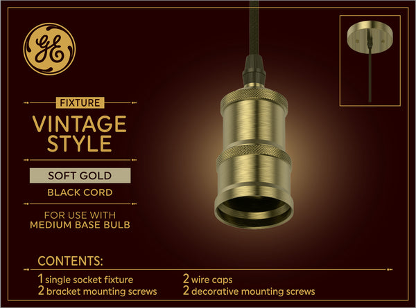 GE Vintage Style Soft Gold Pendant Fixture