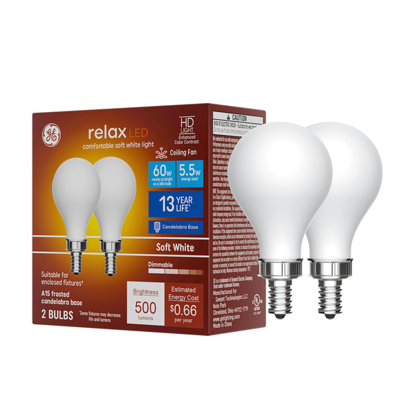 GE Relax HD LED Soft White Ceiling Fan Bulbs