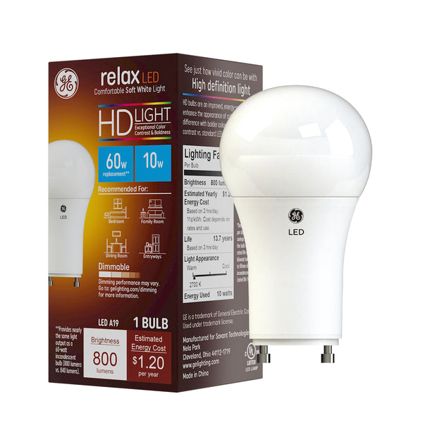 GE Relax HD LED Soft White General Purpose 2-Pin (GU24) Base Bulb