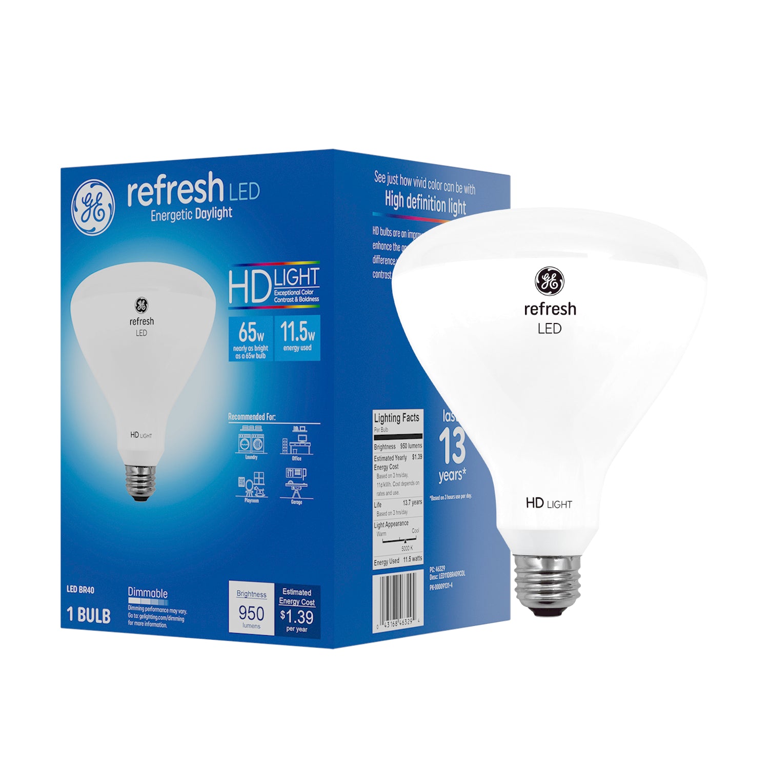 GE Refresh HD LED Daylight BR40 Indoor Floodlight Bulbs