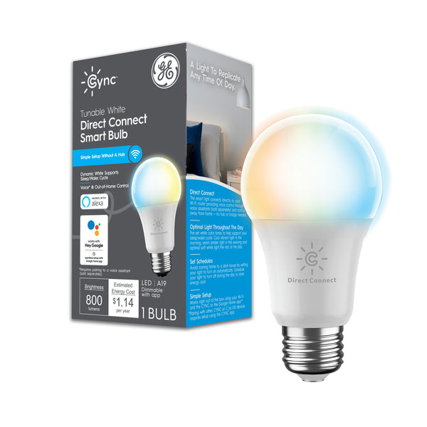 GE Cync A19 Smart LED Light Bulb, Tunable Dynamic White WiFi Light, Works with Alexa and Google Home