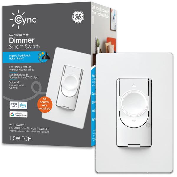 GE Cync Smart Dimmer Switch, No Neutral Wire Required (1-Pack)