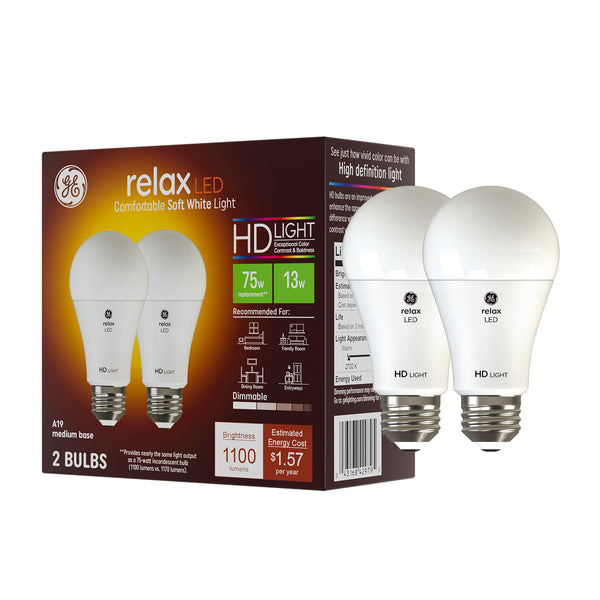 GE Relax HD LED Soft White General Purpose Bulbs