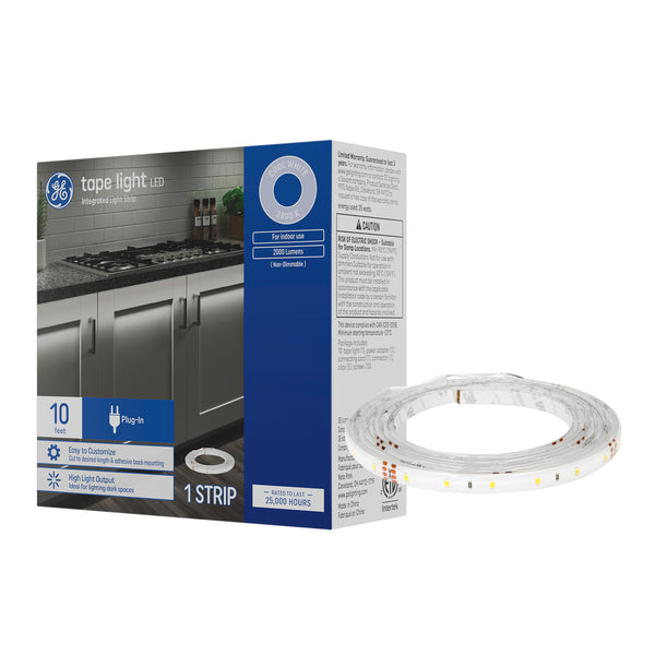 GE LED Tape Light, Undercabinet Plug-In Light Strip, Cool White