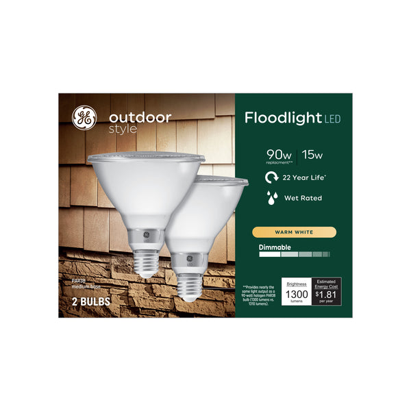 GE Outdoor Style PAR38 LED Light Bulb, Warm White