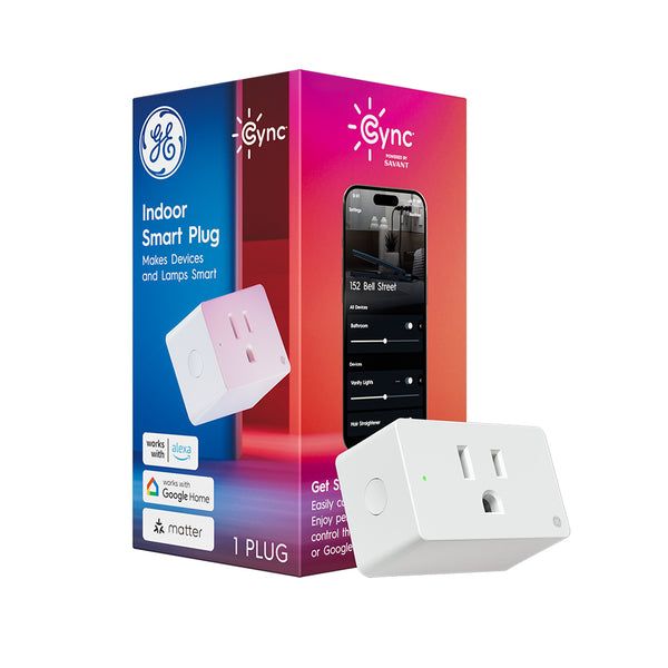 GE Cync Indoor Smart Plug, Smart Outlet Control, WiFi Outlet, Matter Compatible, Works with Alexa and Google Home