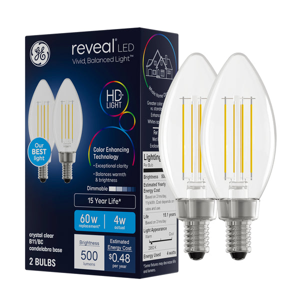 GE Reveal HD+ LED Reveal Deco-Candle Bulbs