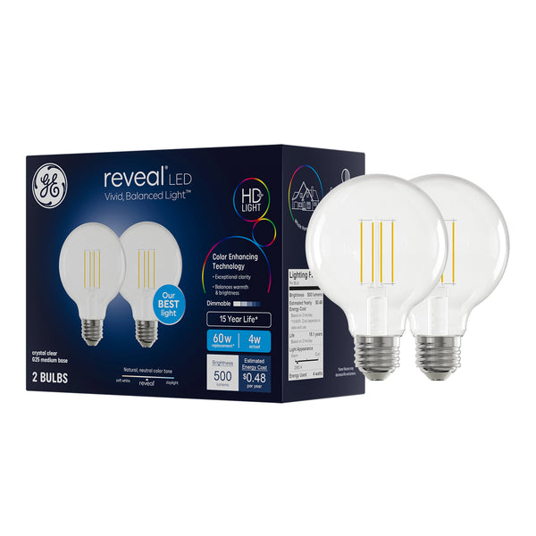 GE Reveal HD+ LED Reveal Globe Light Bulbs