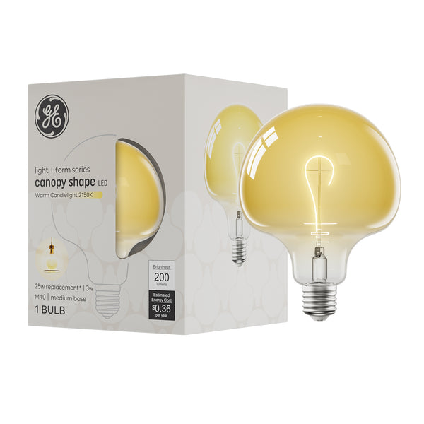 GE Light + Form Canopy Shape Warm Candlelight 25W M40 Bulbs (1 pack)