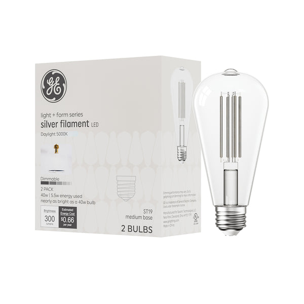 GE Light + Form Silver Filament 40W ST19 (2 bulbs)