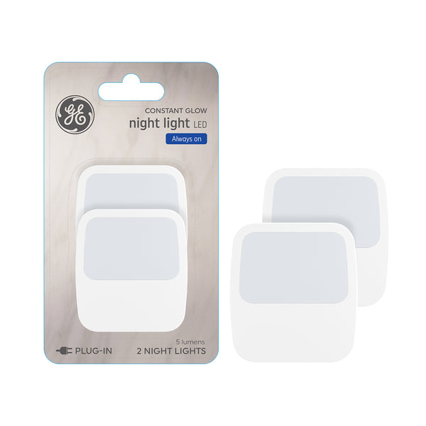 GE LED Constant Glow Night Light, Always On (2-Pack)