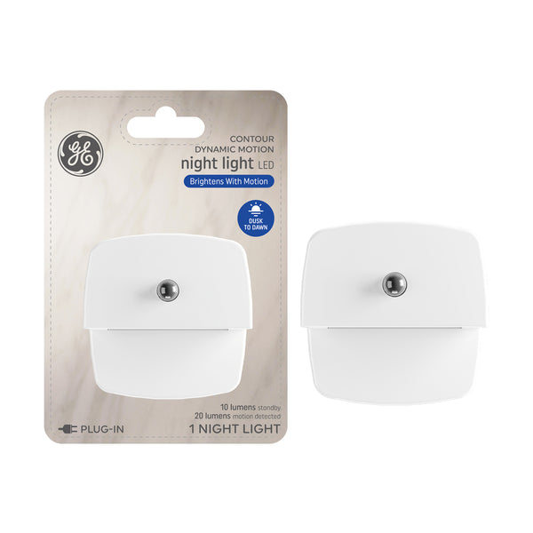 GE LED Night Light, Contour Dynamic Motion, Brightens with Movement, Dusk to Dawn, Plug-In, 1-Pack