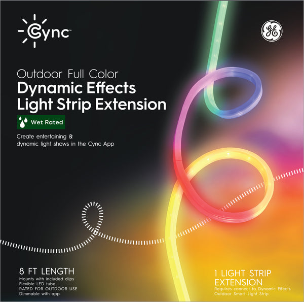 GE Cync Dynamic Effects Smart LED Light Strip Extension for Cync Dynamic Effects Outdoor Light Strip & Power Supply (Sold Separately), 8ft Extension ONLY