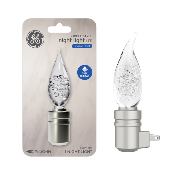 GE LED Night Light, Bubble Style Dewdrop Glow Effect, Plug-In, 5 Lumens, 1-Pack