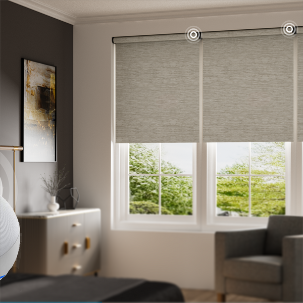 GE Custom Sized Smart Shade, Motorized Window Blind with Matter & Remote Control, Designer Blackout Fabric