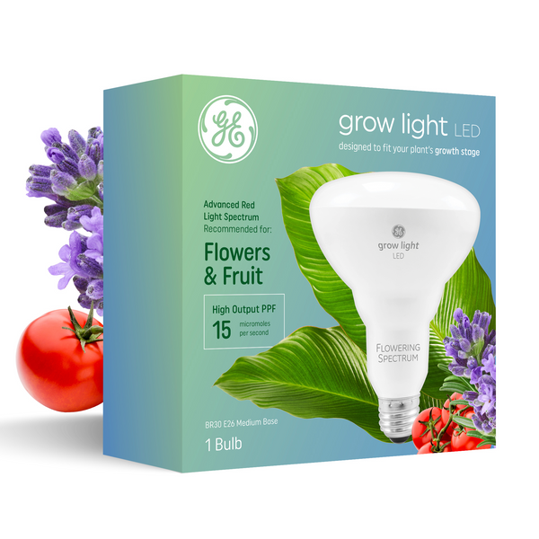GE Grow Light for Plants, BR30 LED Light Bulbs for Flowers and Fruit, 15 PPF