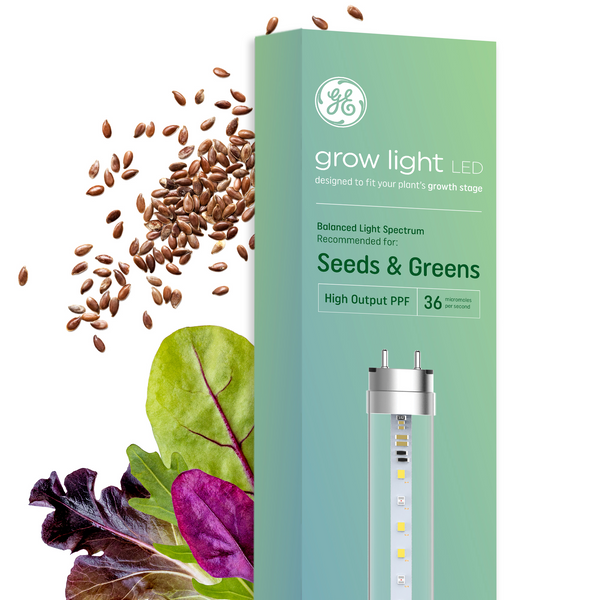 GE Grow Light for Plants, T8 LED Tube Light Bulb Fix for Seeds and Greens, 36 PPF, 48in (1 Pack)