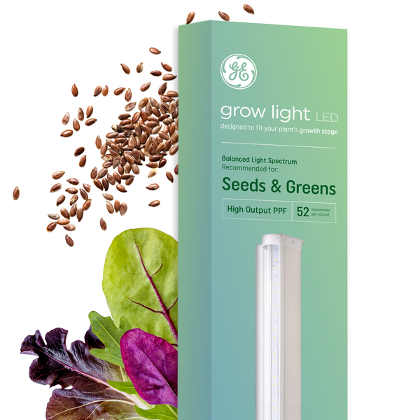 GE Grow Light for Plants, LED Plant Light Fixture for Seeds and Greens, Integrated Light Fixture, 52 PPF, 48in