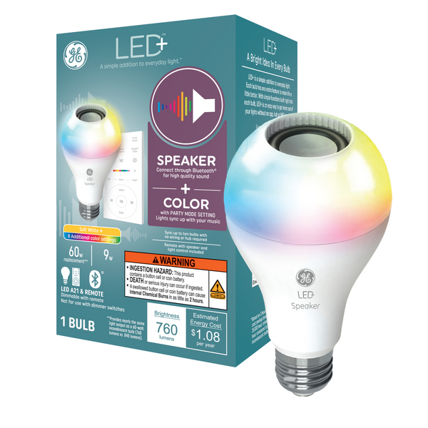 GE LED+ Speaker and Color Changing A21 LED Light Bulb (1-Pack)