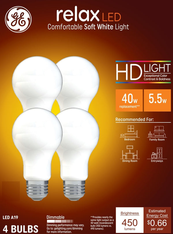 GE Relax HD LED Soft White General Purpose Glass Bulbs
