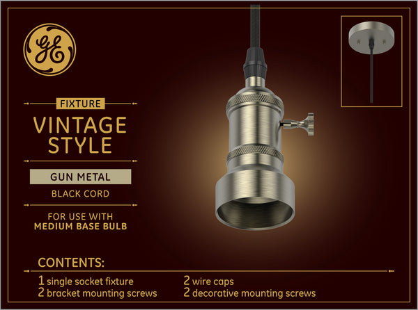 GE Vintage Style Gun Metal Pendant Fixture