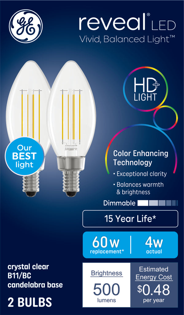 GE Reveal HD+ LED Reveal Deco-Candle Bulbs