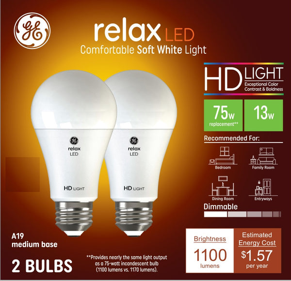 GE Relax HD LED Soft White General Purpose Bulbs