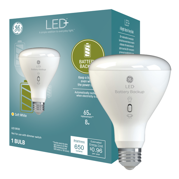 GE LED+ Battery Backup Light Bulbs with Built-in Flashlight