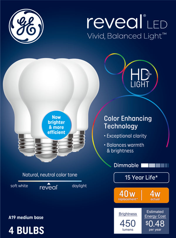 GE Reveal HD+ LED Reveal General Purpose Glass Bulbs