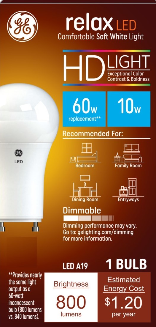 GE Relax HD LED Soft White General Purpose 2-Pin (GU24) Base Bulb