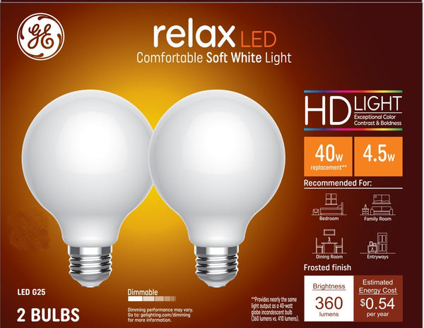 GE Relax HD LED Soft White 40 Watt Replacement Globe Light Bulbs