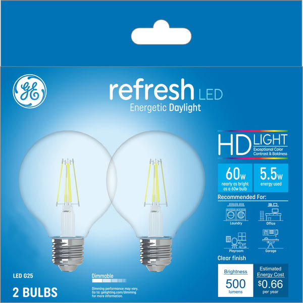 GE Refresh HD LED Daylight Globe Light Bulbs