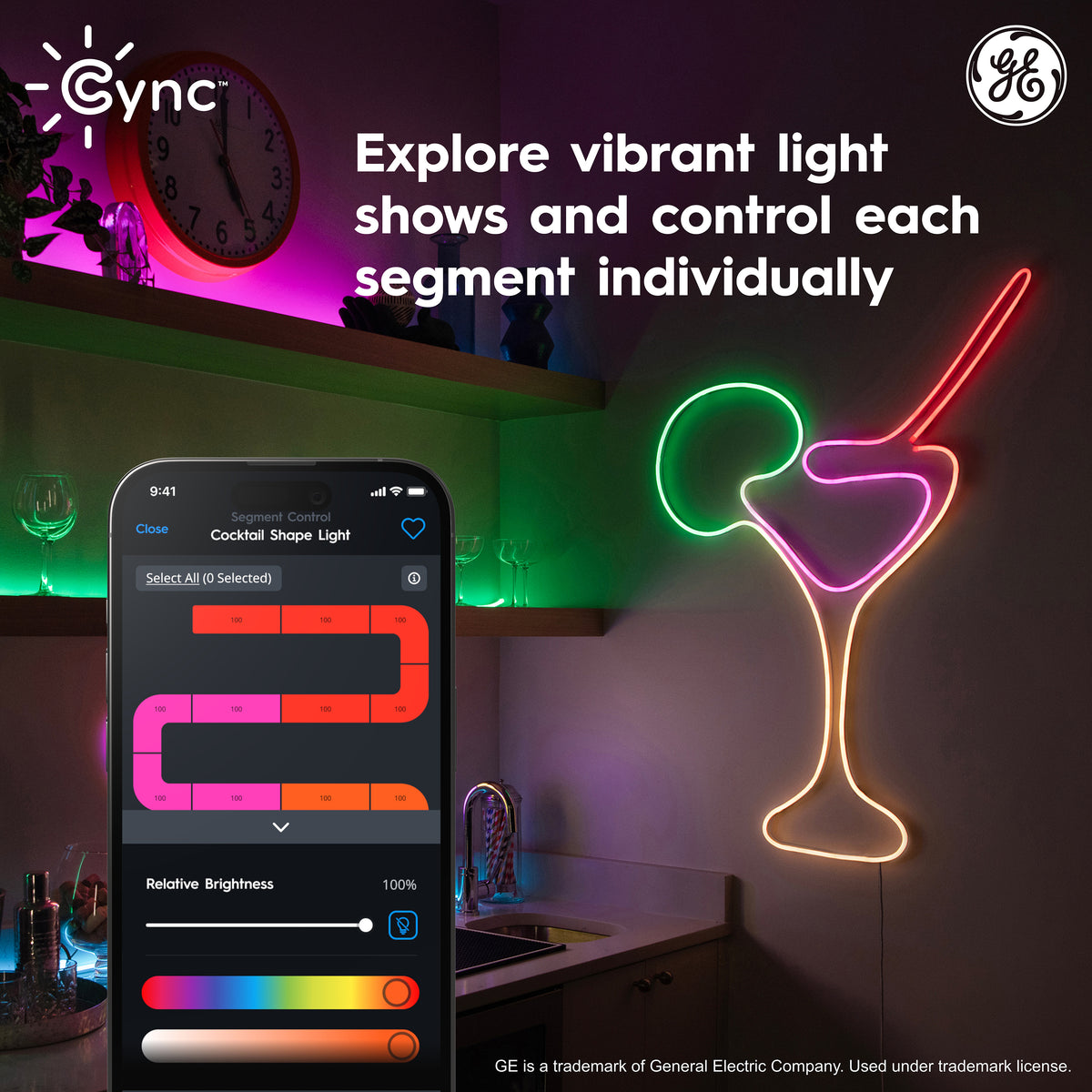 Cync Rope Light Base Cync Dynamic Effects Smart LED Shapeable Neon Light Strip | GE Lighting ...