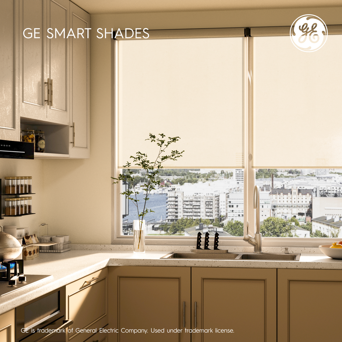 Smart Shade Control GE Smart Shade, Motorized Window Blind with Matter & Remote Control, T